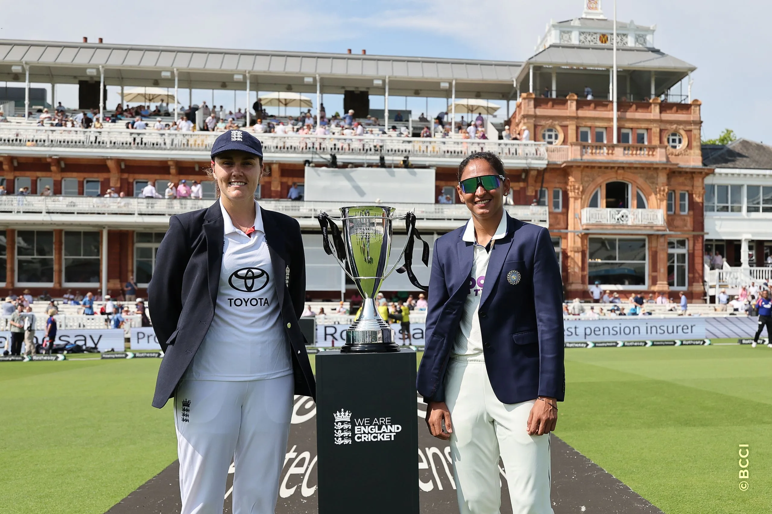 Harmanpreet Kaur of India at at the toss during Day 1 of the Only Test match between England Women and India Women at Lord's Cricket Ground, London, England, on July 10, 2026.Photo by Pankaj Nangia / CREIMAS for BCCI