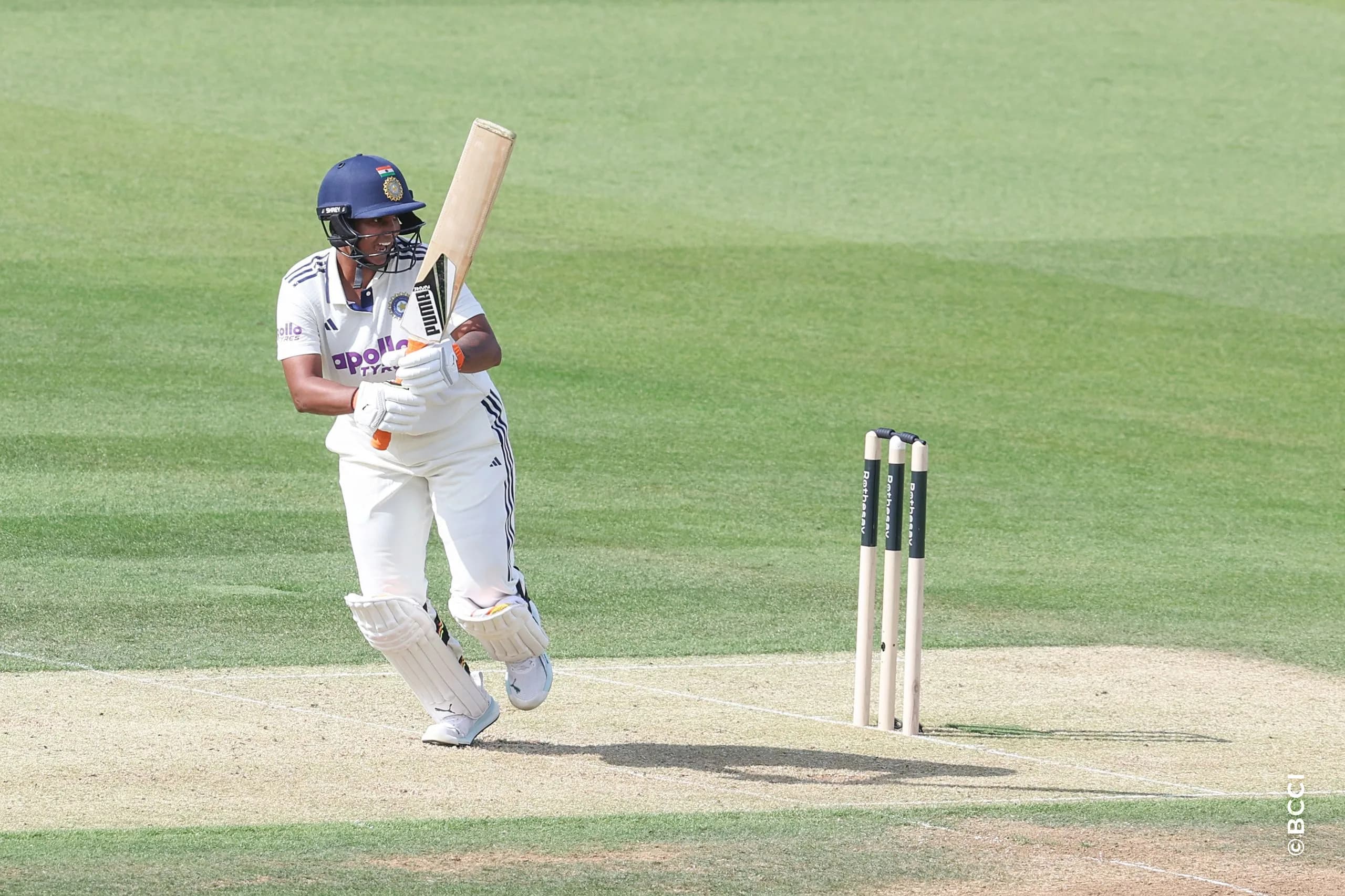 Deepti Sharma of India plays a shot during Day 1 of the Only Test match between England Women and India Women at Lord's Cricket Ground, London, England, on July 10, 2026.Photo by Pankaj Nangia / CREIMAS for BCCI