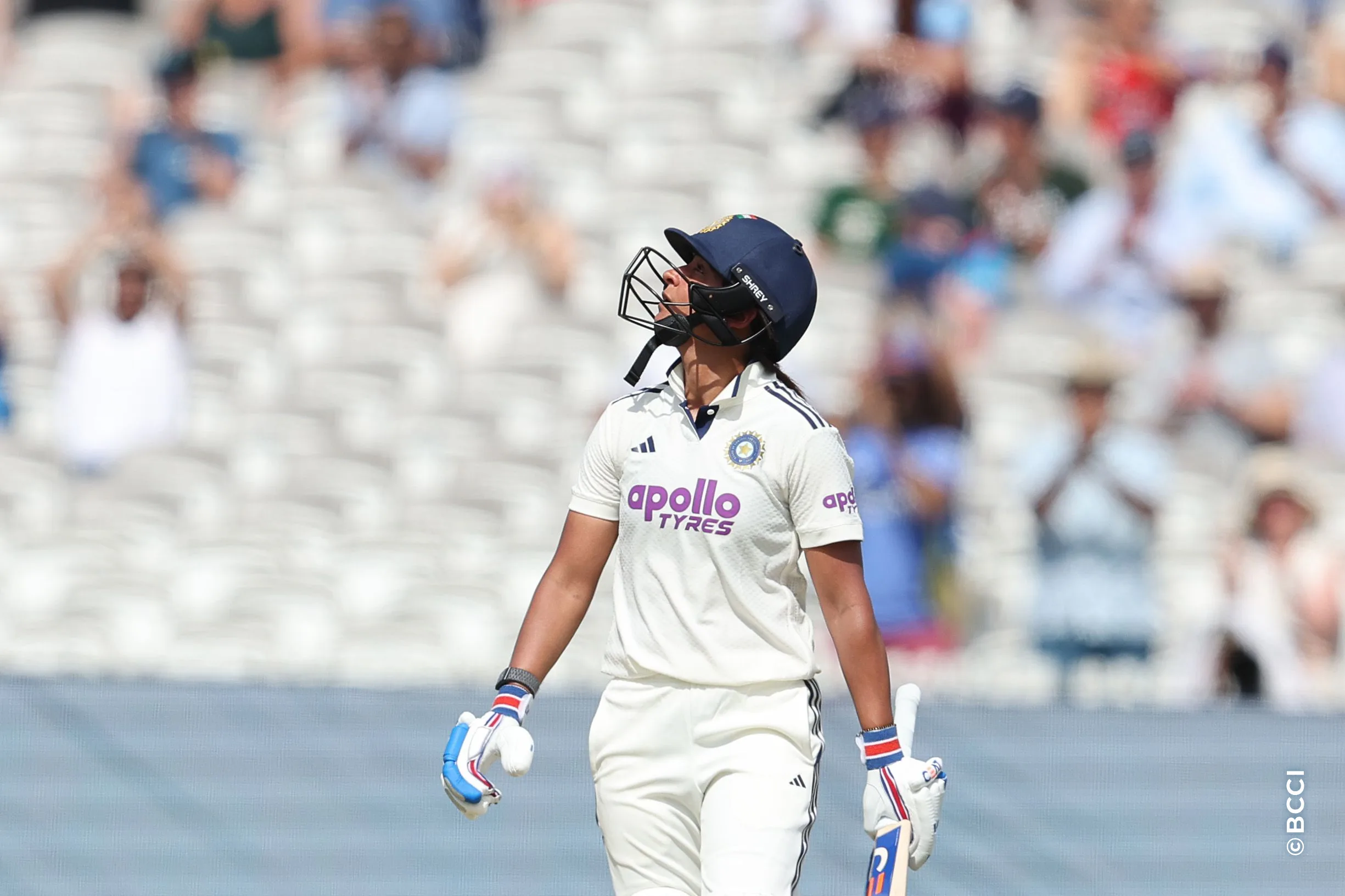Harmanpreet Kaur of India celebrates after scoring a fifty during Day 1 of the Only Test match between England Women and India Women at Lord's Cricket Ground, London, England, on July 10, 2026.Photo by Pankaj Nangia / CREIMAS for BCCI