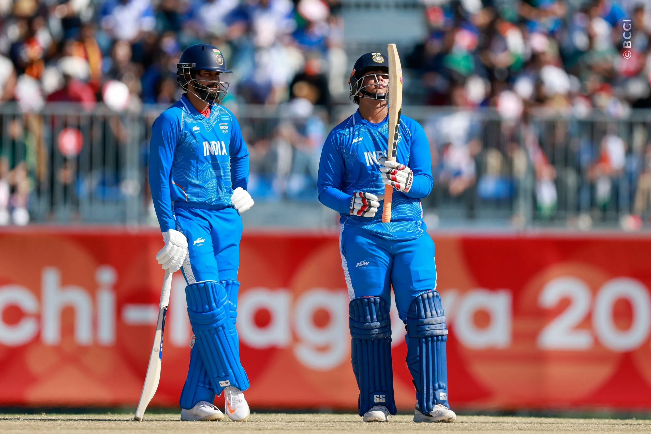 Shreyas Iyer and Vaibhav Sooryavanshi of India during the Semi-Final match between the India and the Sri Lanka at Korogi Sports Park, Nisshin, Japan, on October 1, 2026.

Photo:  Deepak Malik / CREIMAS for BCCI