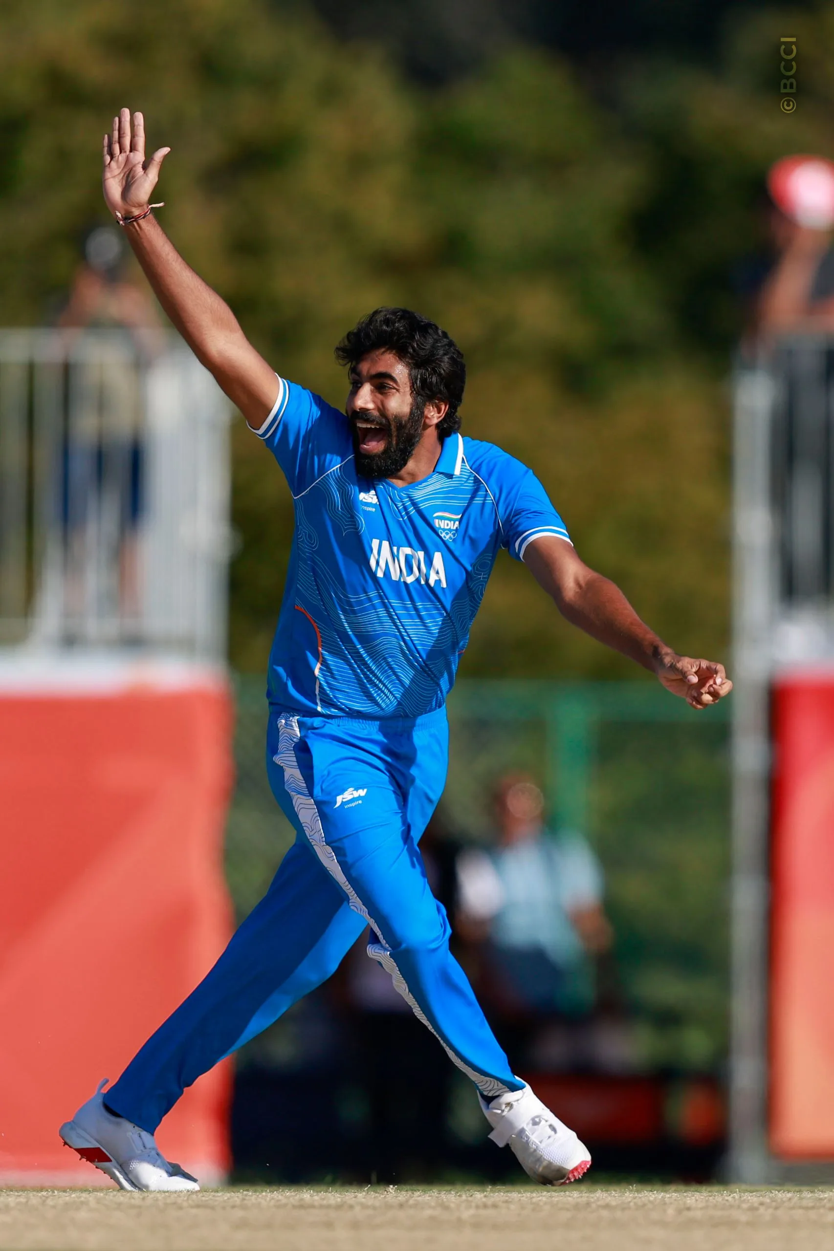 Jasprit Bumrah of India celebrates the wicket during the Semi-Final match between the India and the Sri Lanka at Korogi Sports Park, Nisshin, Japan, on October 1, 2026.

Photo:  Deepak Malik / CREIMAS for BCCI