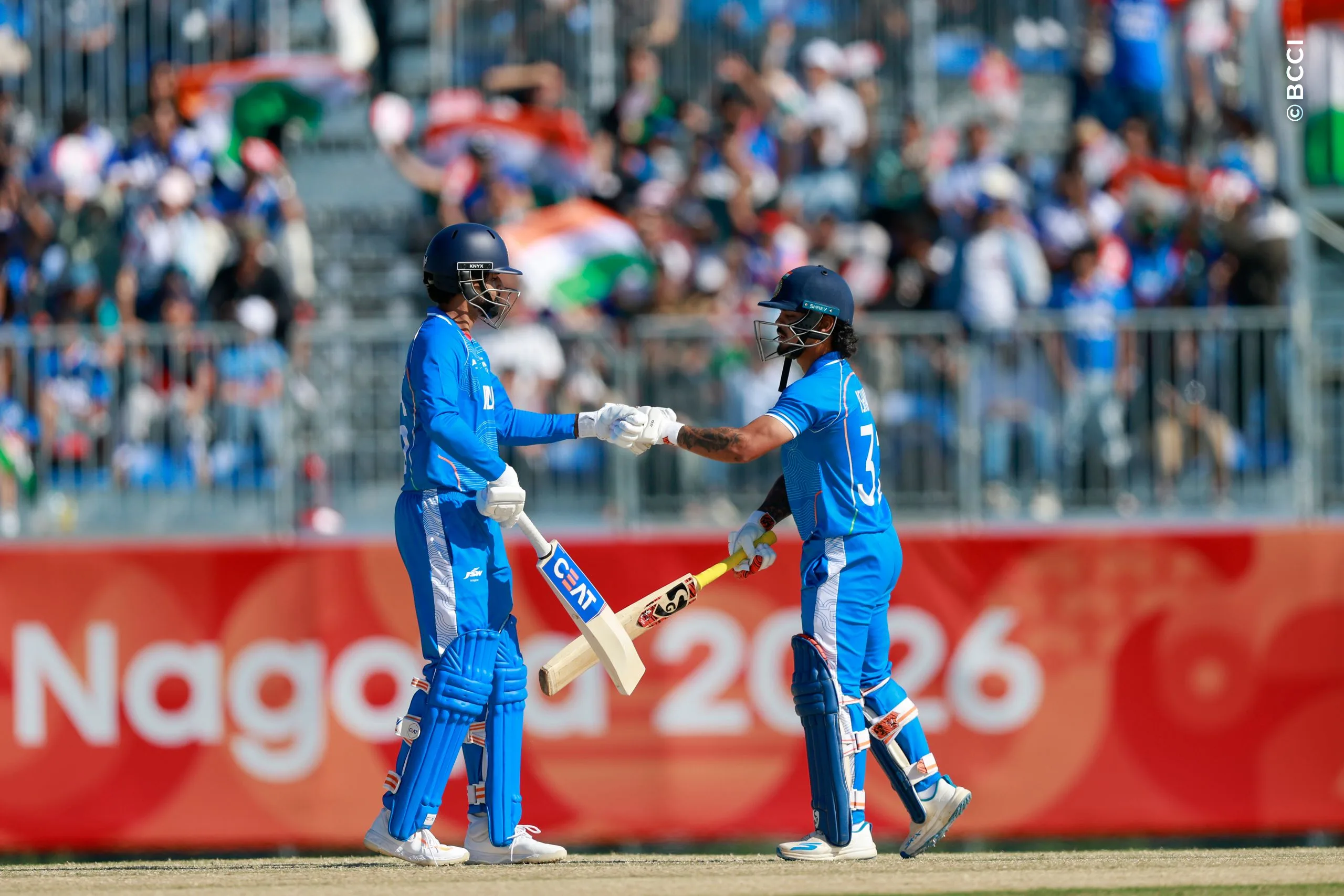 Shreyas Iyer and Ishan Kishan of India during the Semi-Final match between the India and the Sri Lanka at Korogi Sports Park, Nisshin, Japan, on October 1, 2026.

Photo:  Deepak Malik / CREIMAS for BCCI