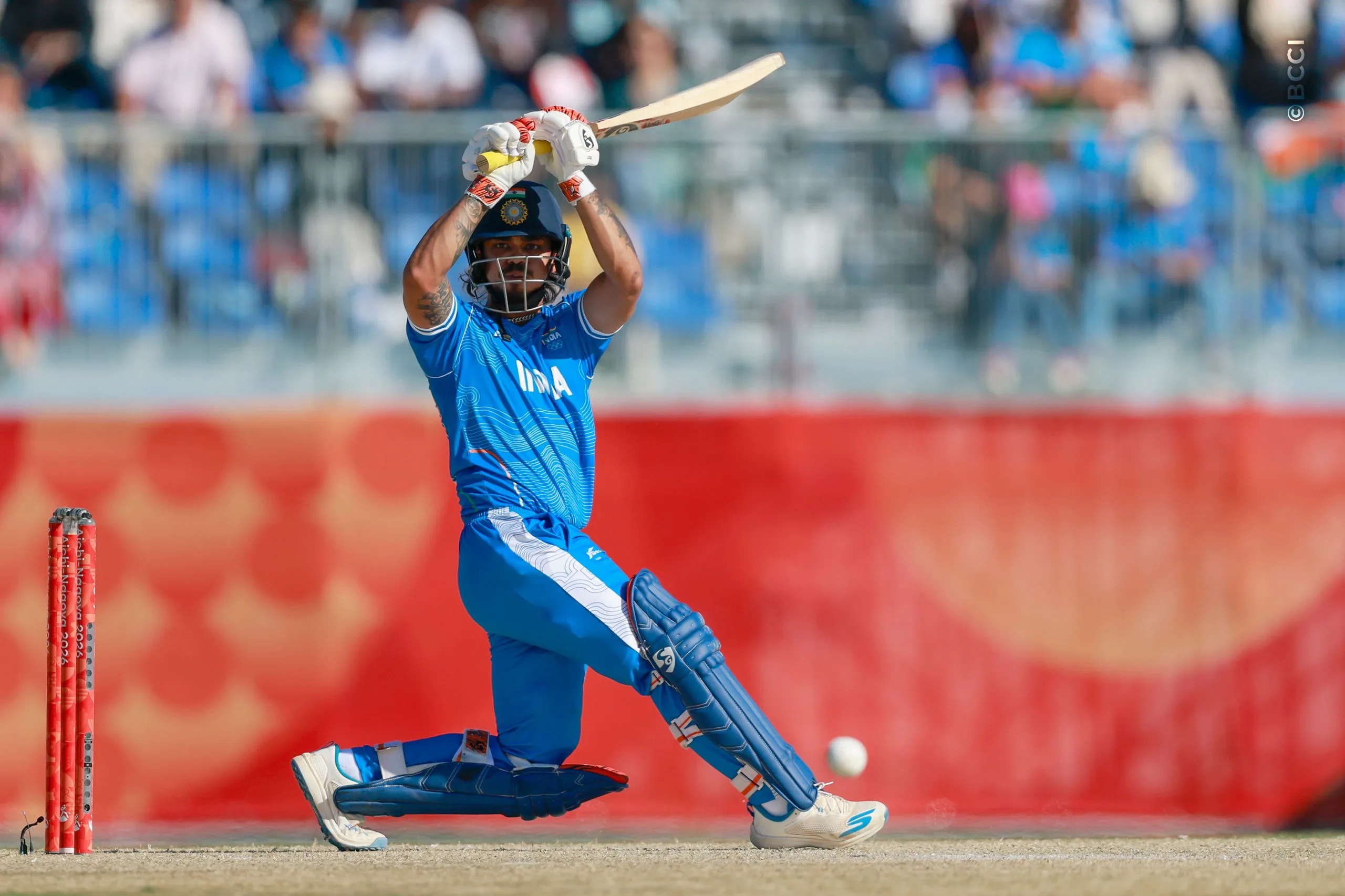Ishan Kishan of India plays a shot during the Semi-Final match between the India and the Sri Lanka at Korogi Sports Park, Nisshin, Japan, on October 1, 2026.

Photo:  Deepak Malik / CREIMAS for BCCI